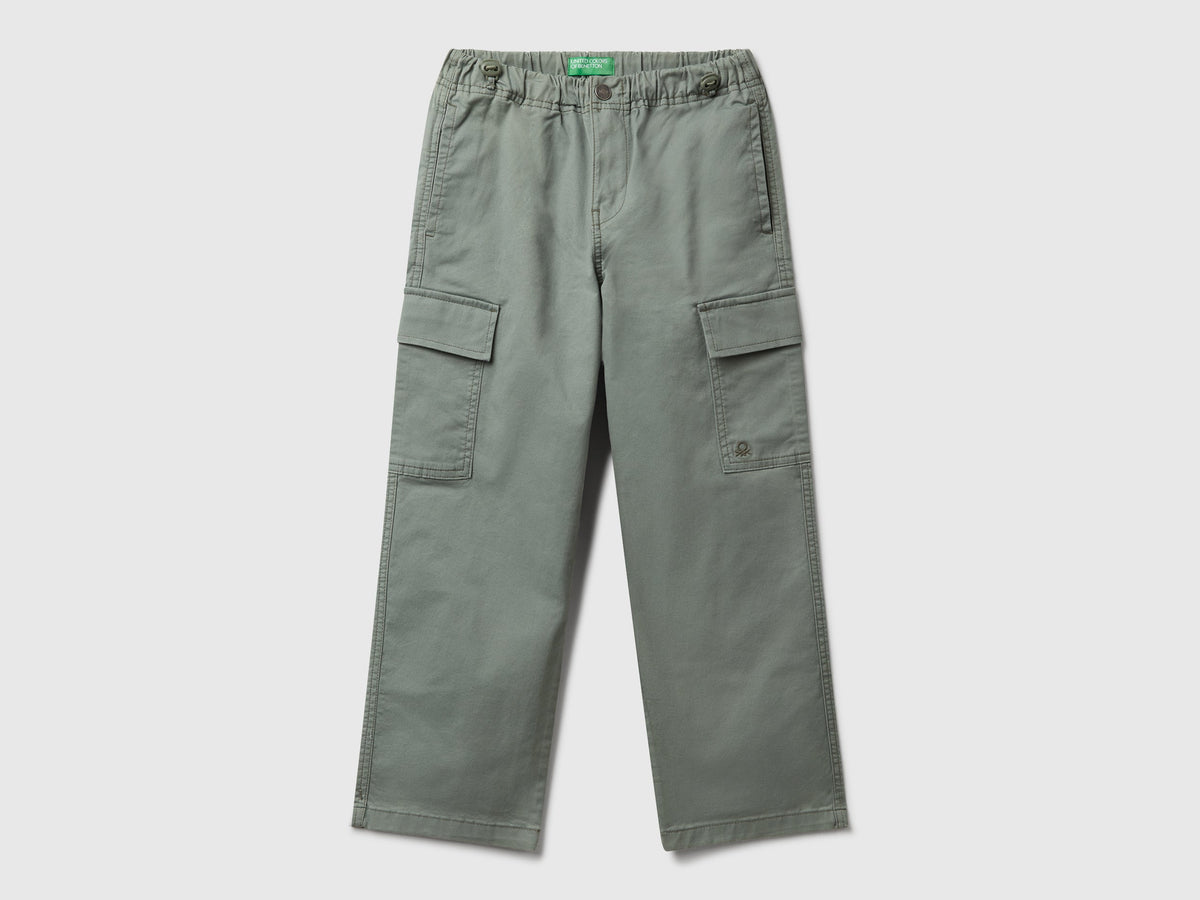 Pantaloni parachute in cotone stretch