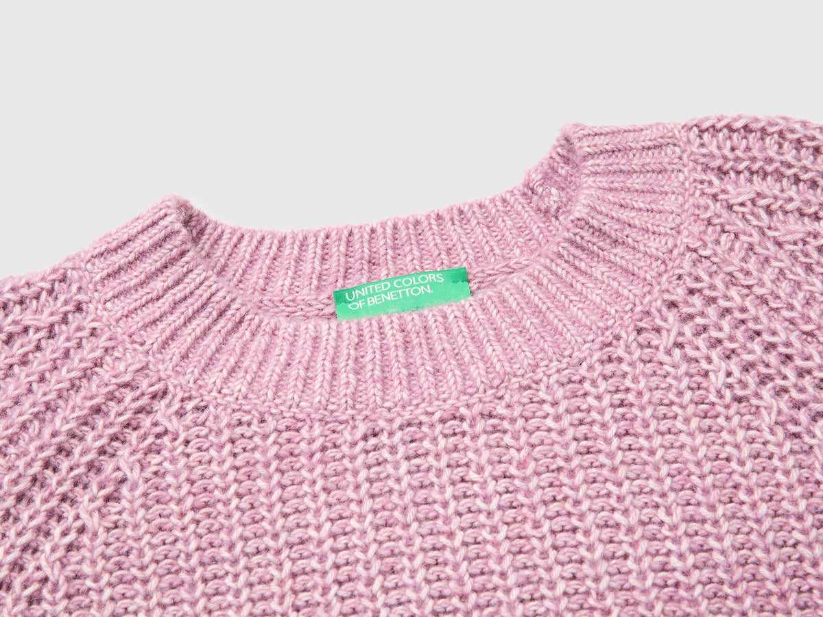Maglia mélange in misto cotone e lana