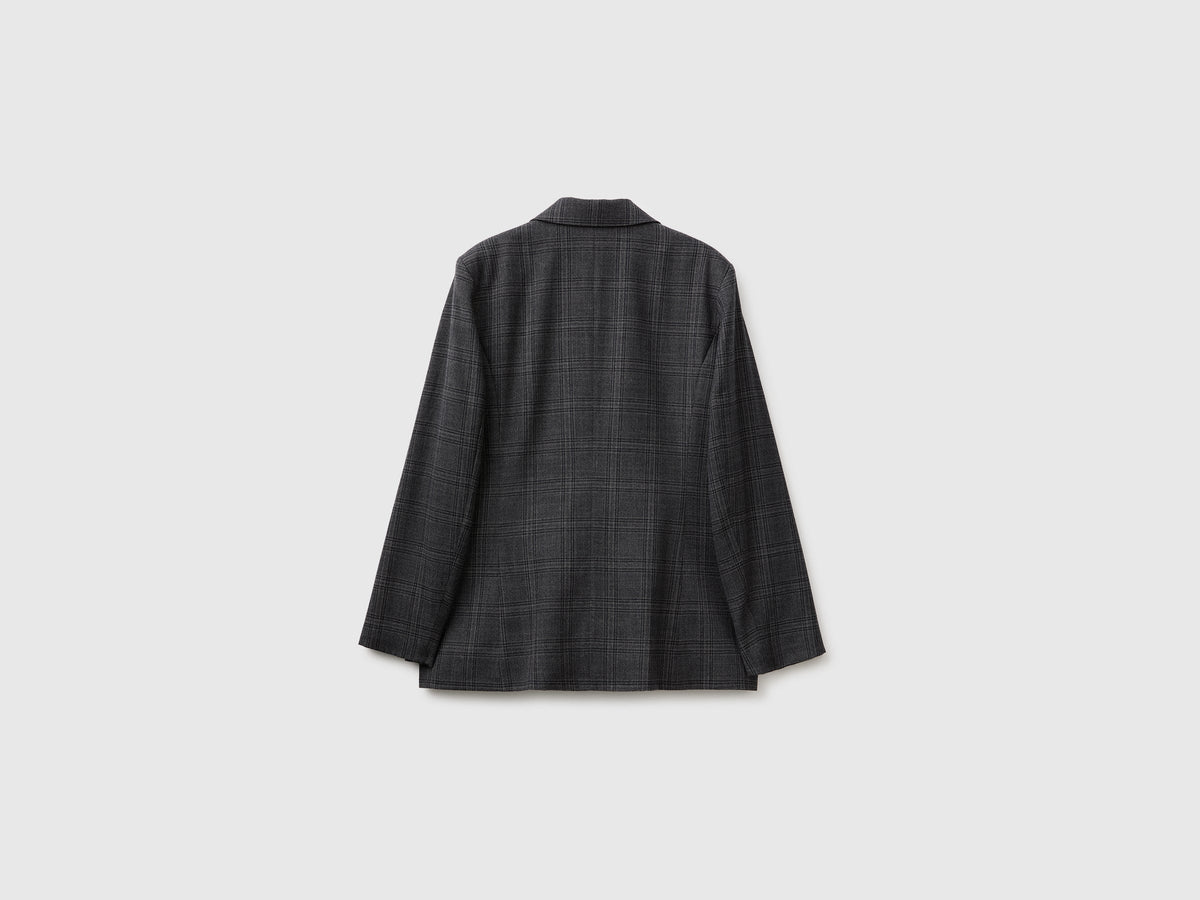 Blazer tartan doppiopetto in misto viscosa