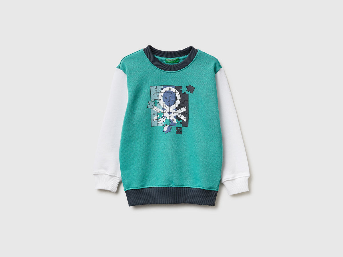Felpa con stampa logo in cotone bio