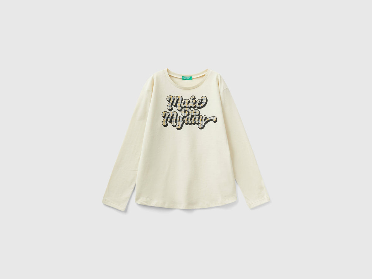 Maglietta in caldo cotone con stampa glitter