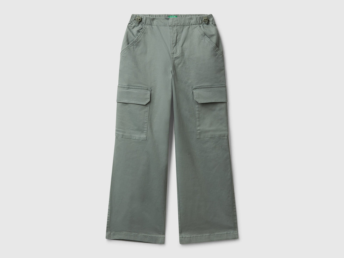 Pantaloni parachute in cotone stretch