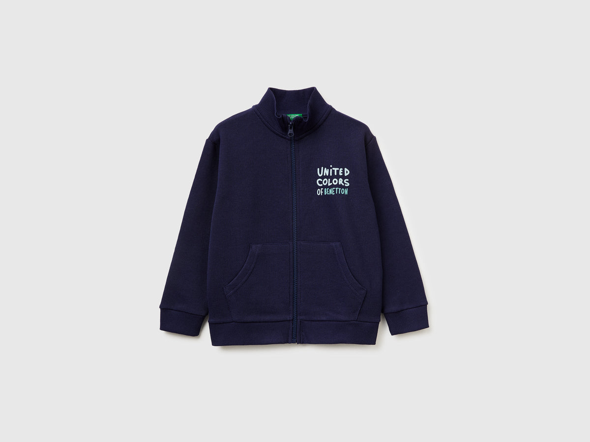 Felpa con zip in cotone bio