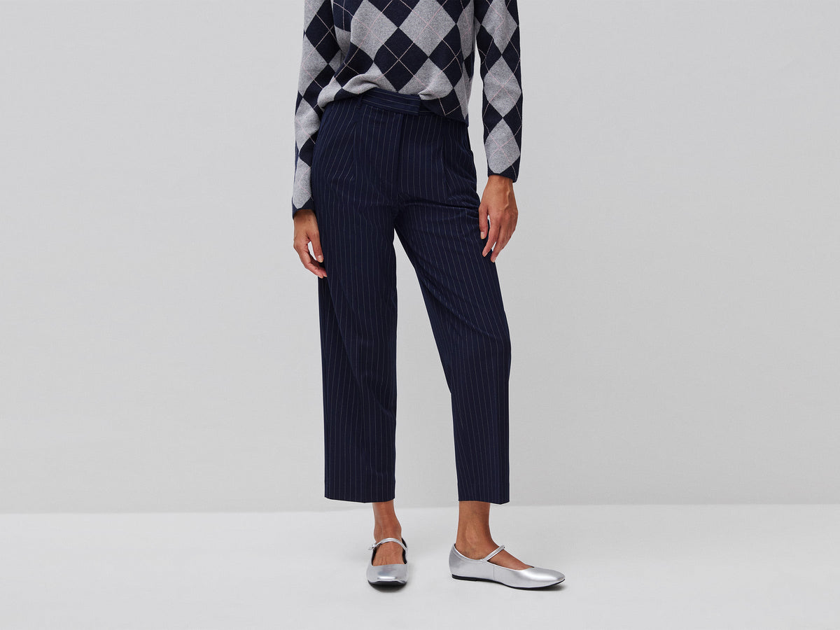 Pantaloni gessati carrot fit