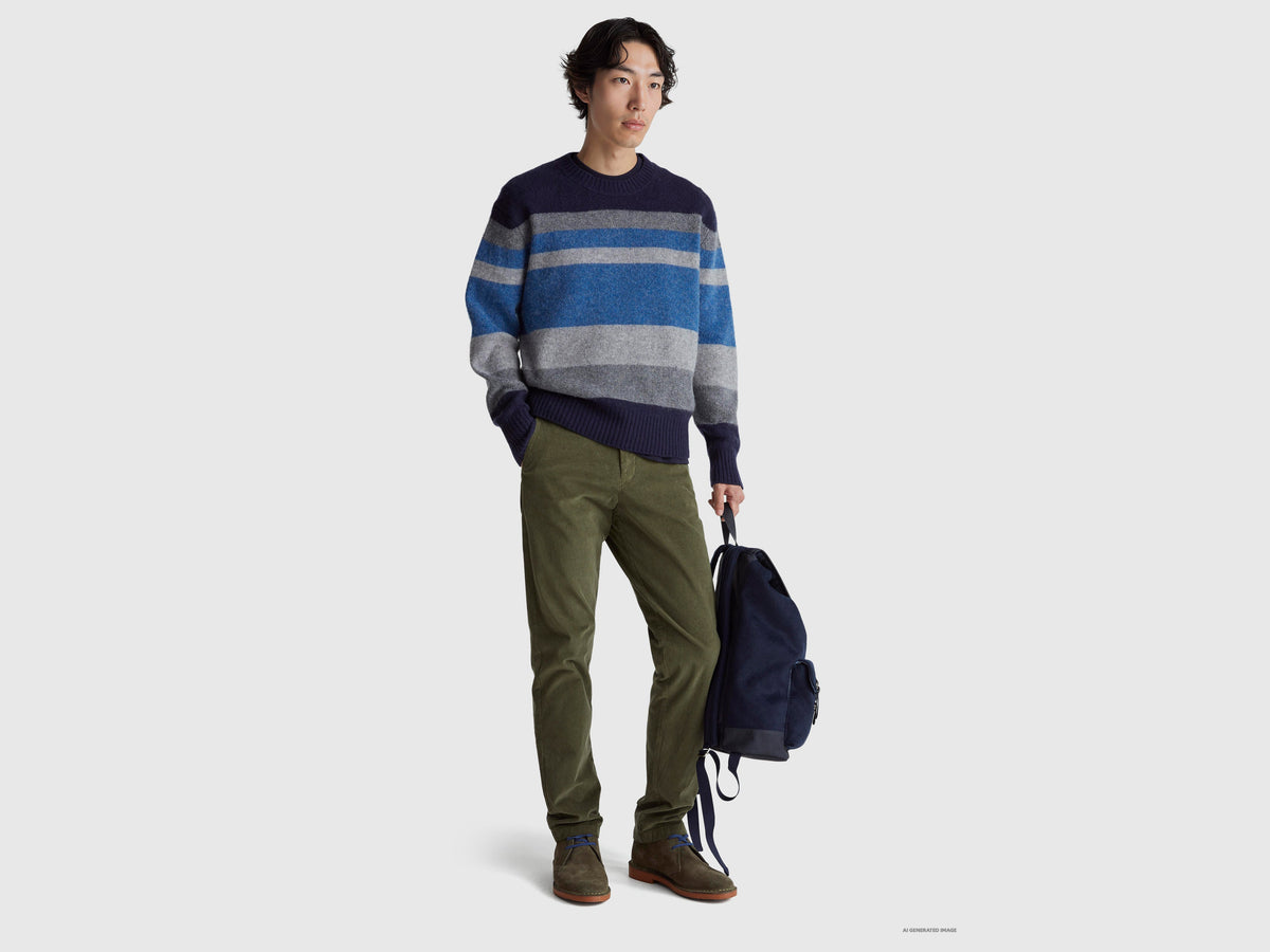 Maglia a righe in lana Shetland