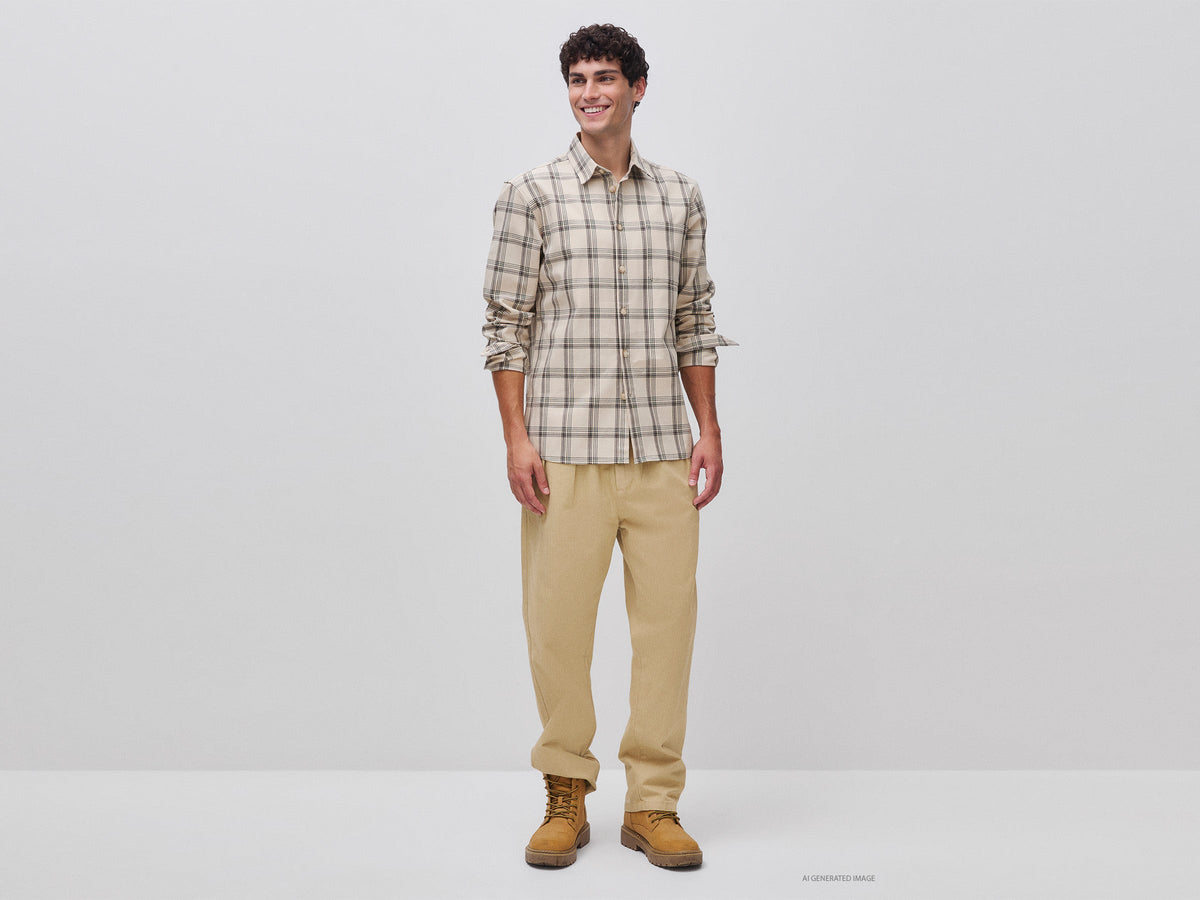 Camicia con taschino in lyocell e cotone