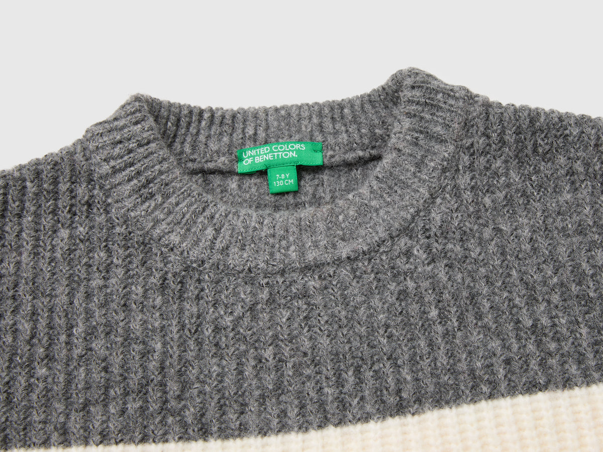 Maglia girocollo a righe in misto lana