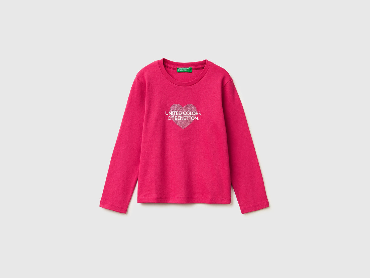 Maglietta con logo glitter in cotone bio
