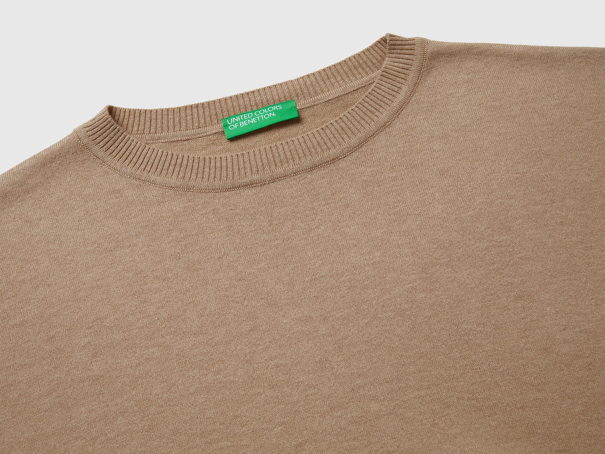 Maglia girocollo in cotone e lana