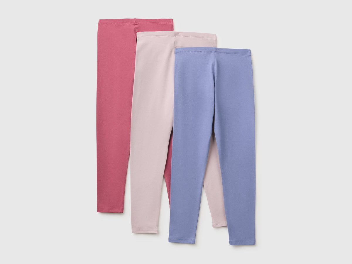 Tre leggings in cotone stretch