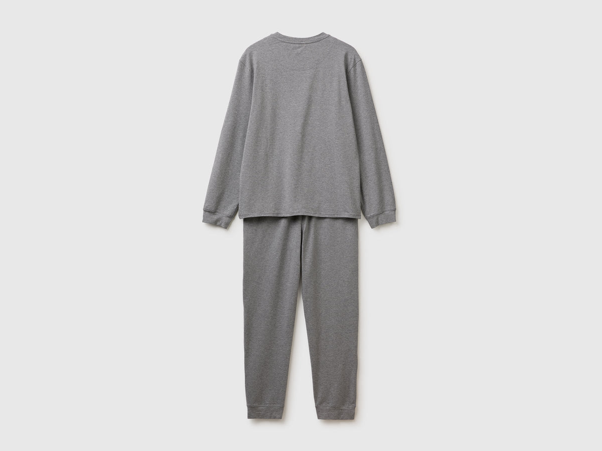 Pigiama lungo con logo in cotone stretch
