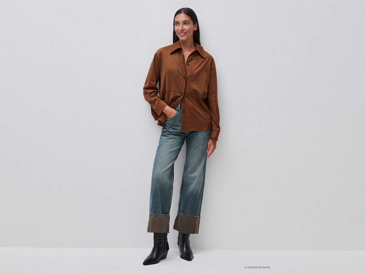 Giacca-camicia effetto scamosciato