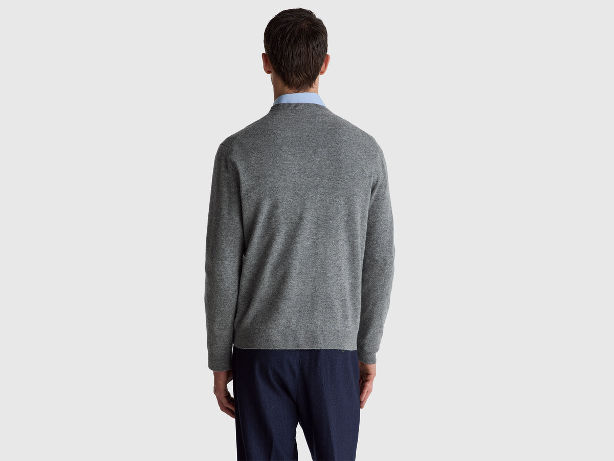 Maglia grigia in pura lana Merino