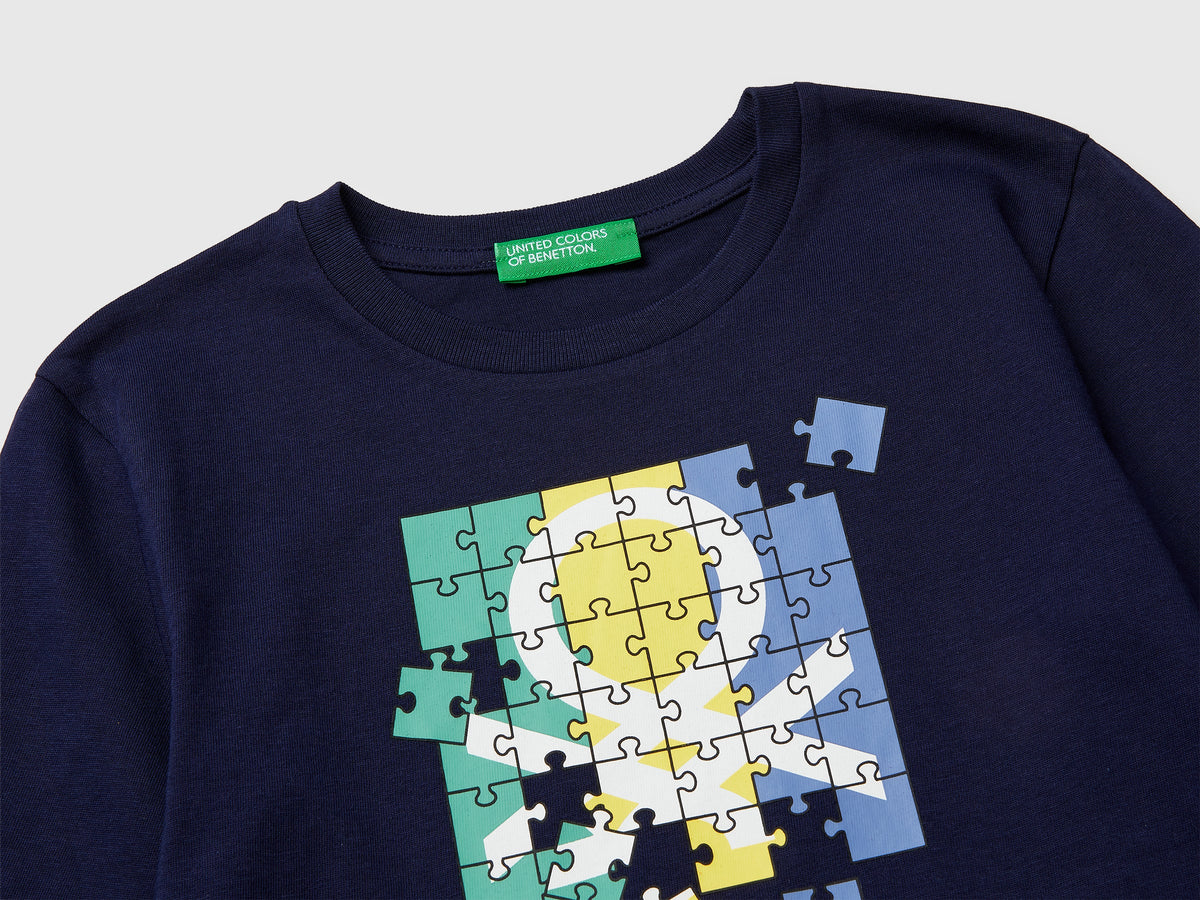 T-shirt con stampa logo in cotone bio