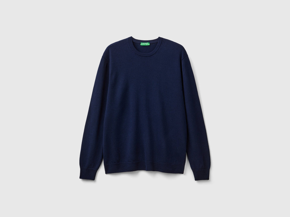 Maglia blu scuro in pura lana Merino