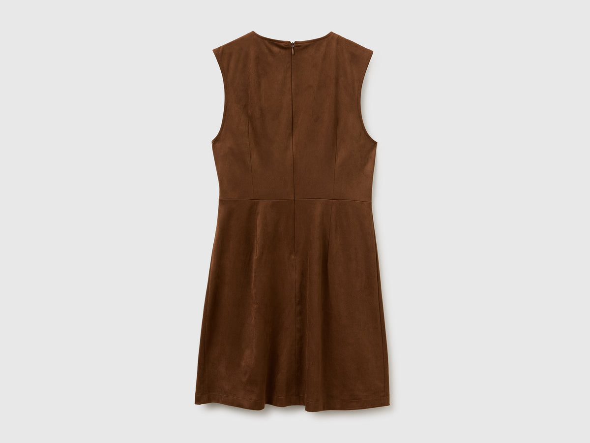 Vestito smanicato effetto scamosciato