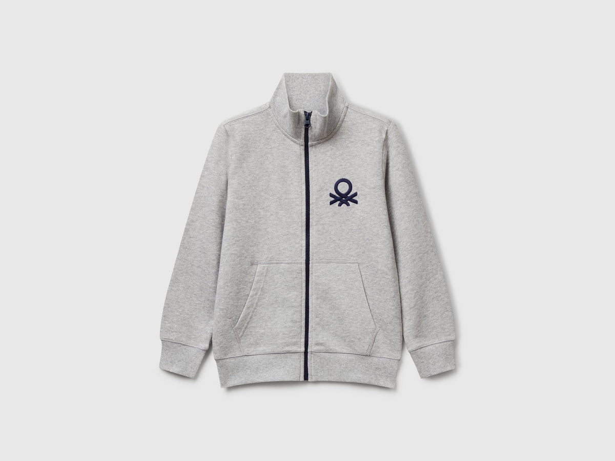 Felpa con zip in puro cotone