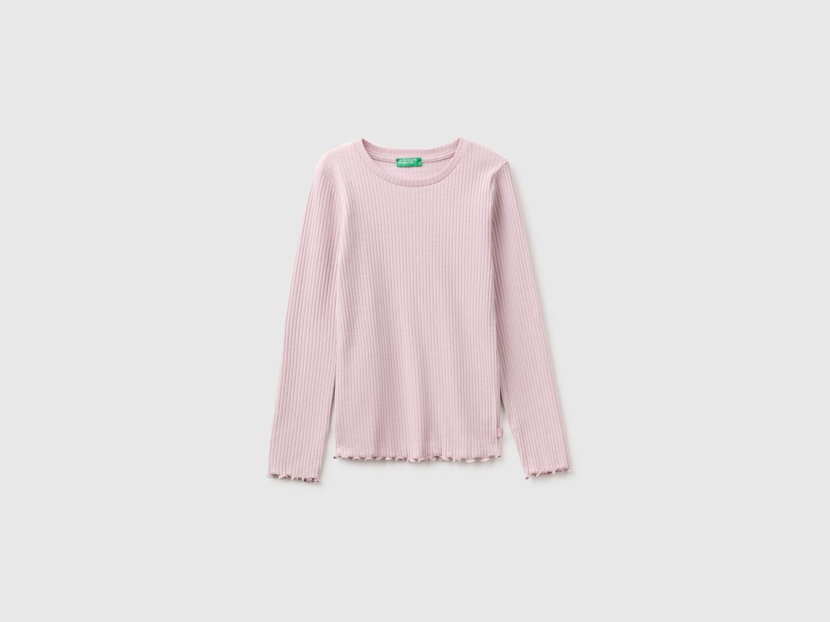 T-shirt a costine in cotone bio stretch