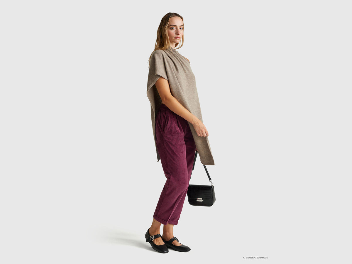 Chino in velluto con vita elasticizzata