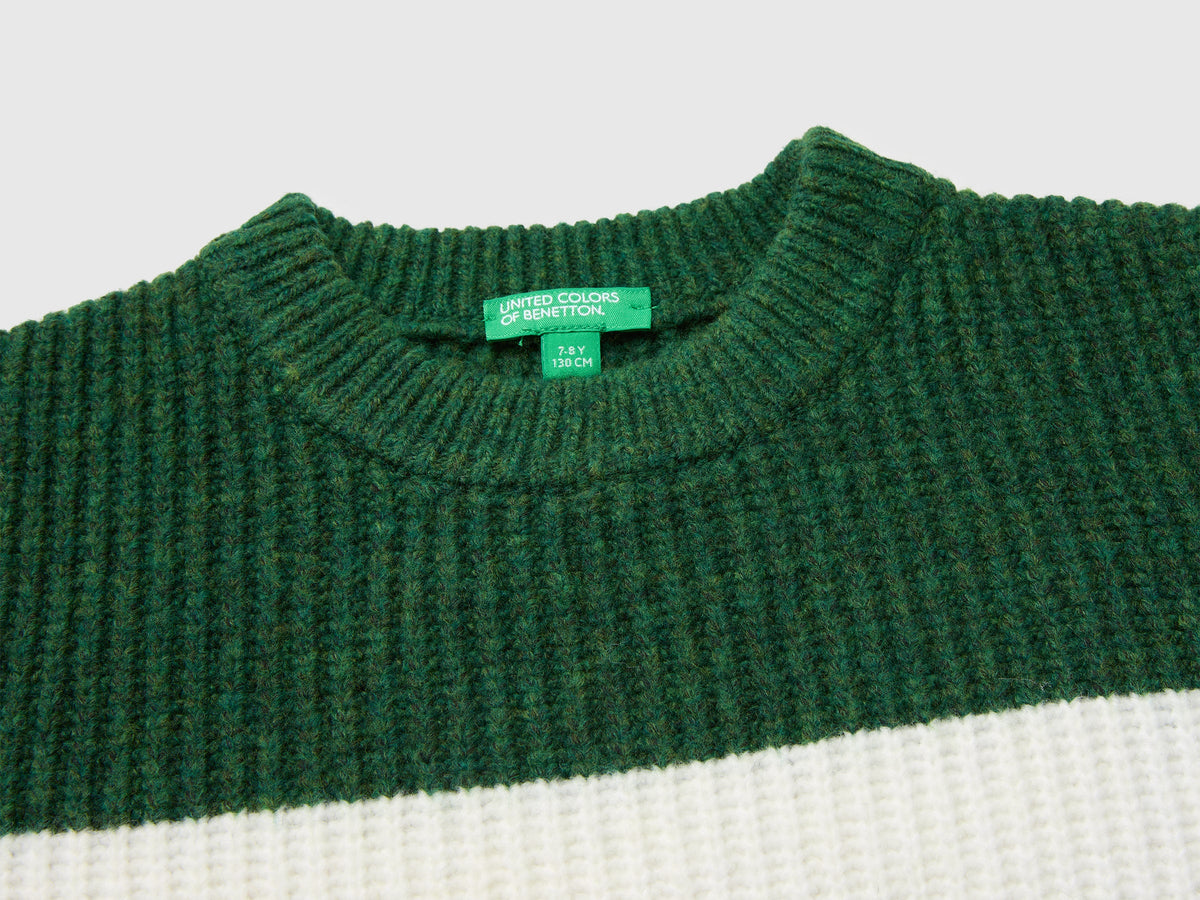 Maglia girocollo a righe in misto lana