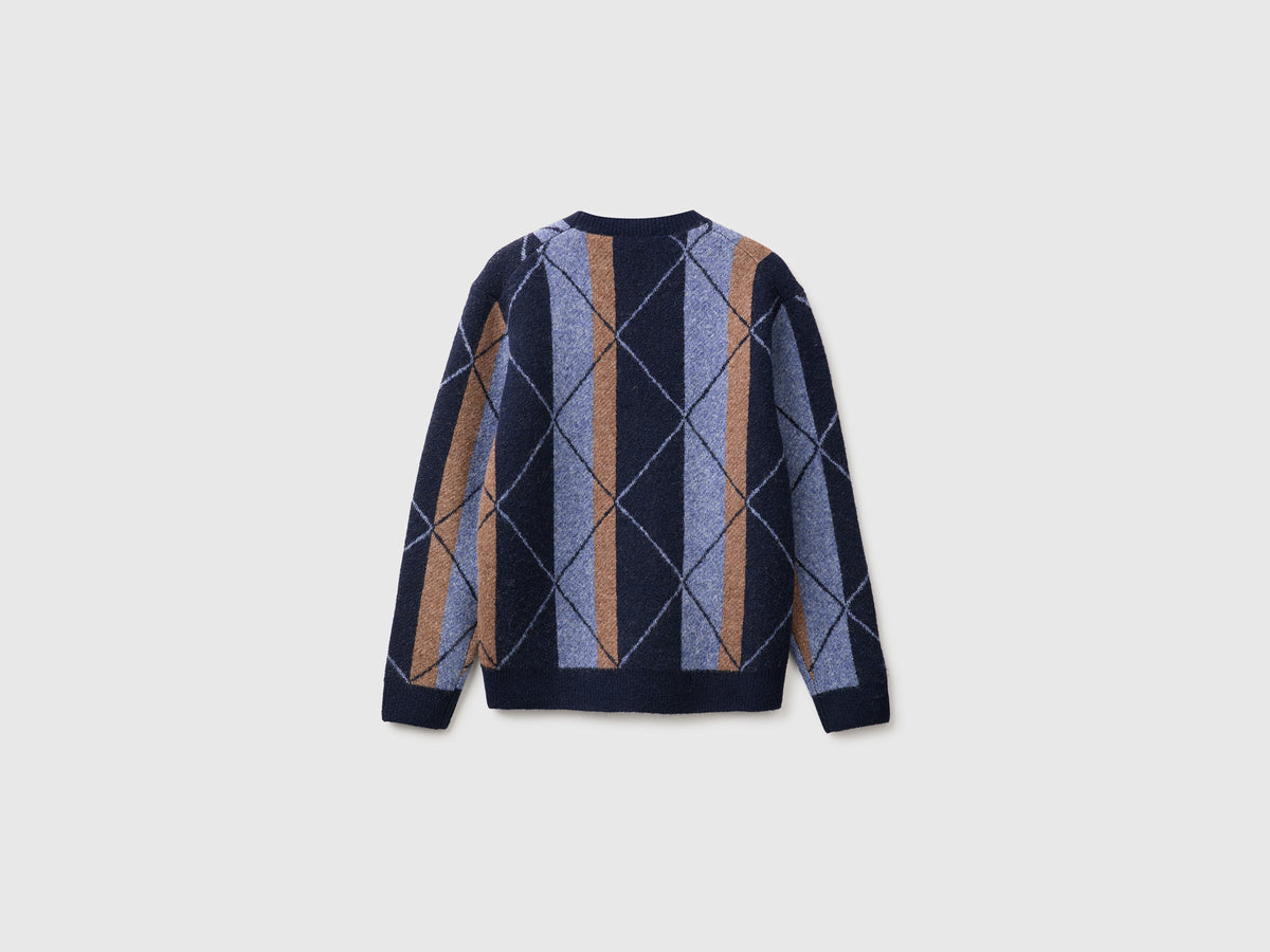 Maglia con righe e rombi in misto lana e alpaca