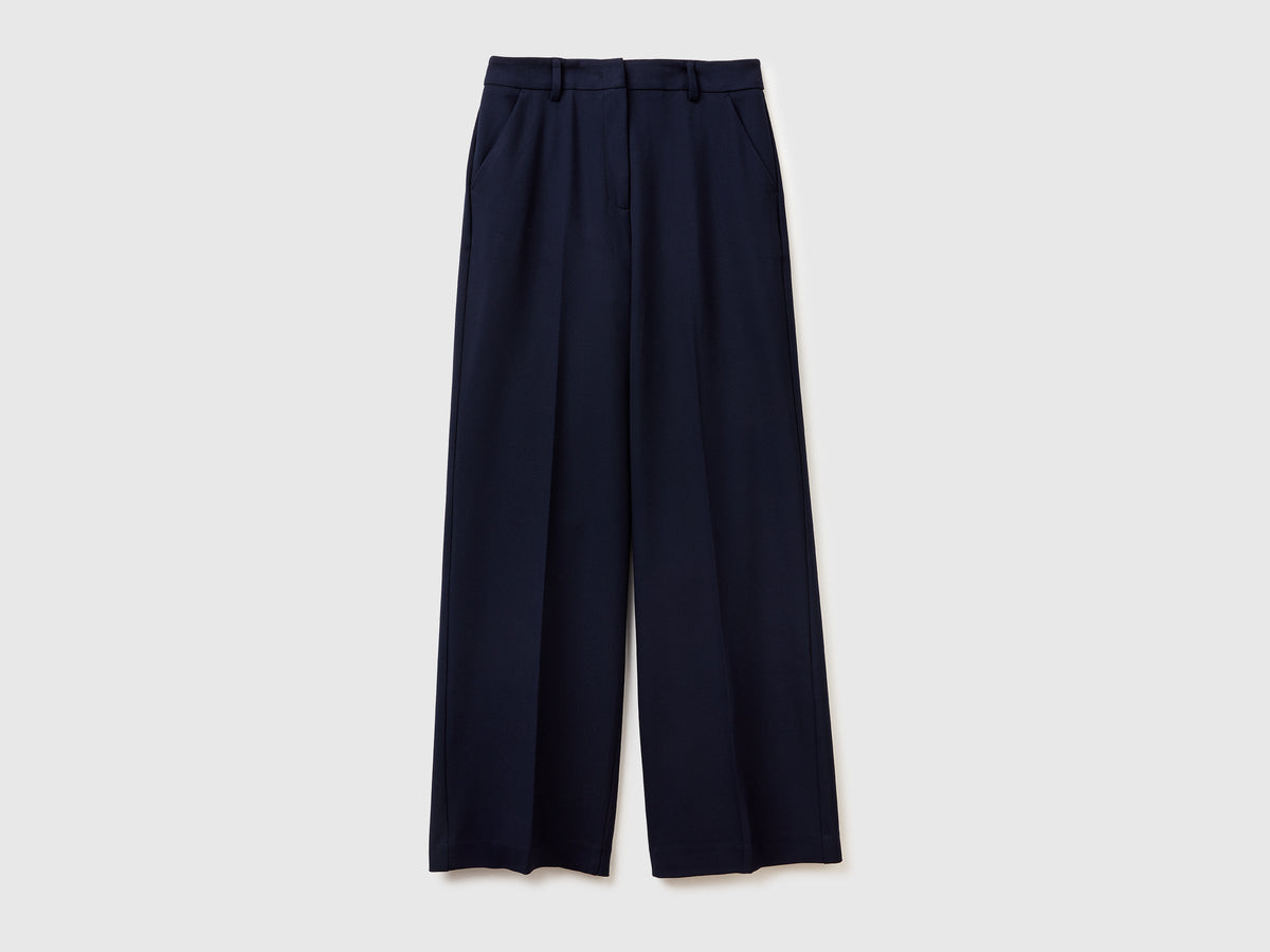 Pantaloni ampi in misto viscosa stretch