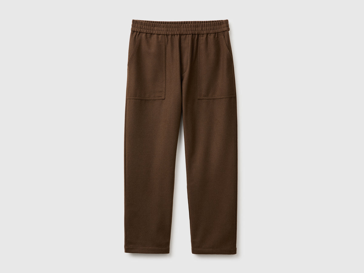 Joggers cropped in misto lana