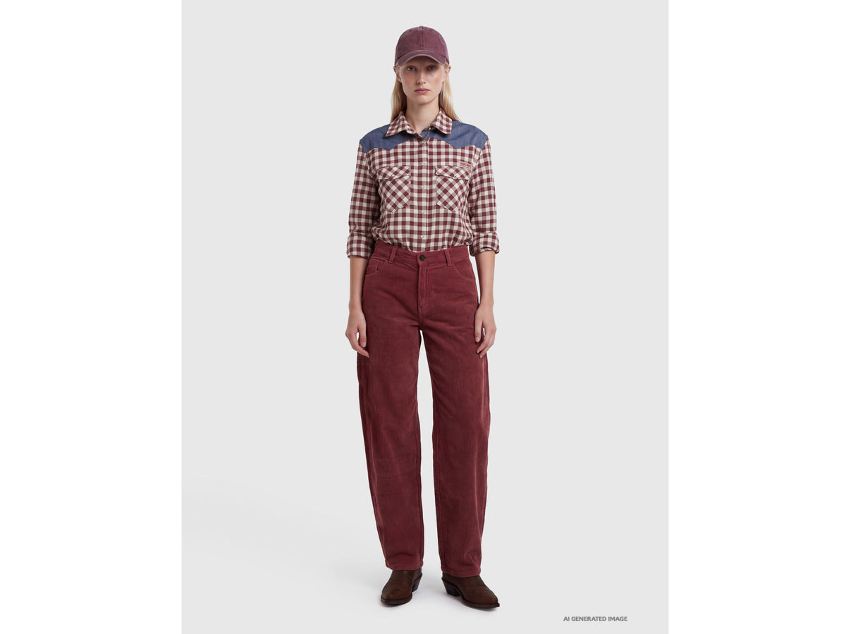 Pantaloni barrel fit in velluto a costine lavaggio vintage