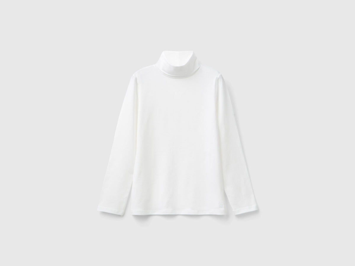 T-shirt stretch con collo alto