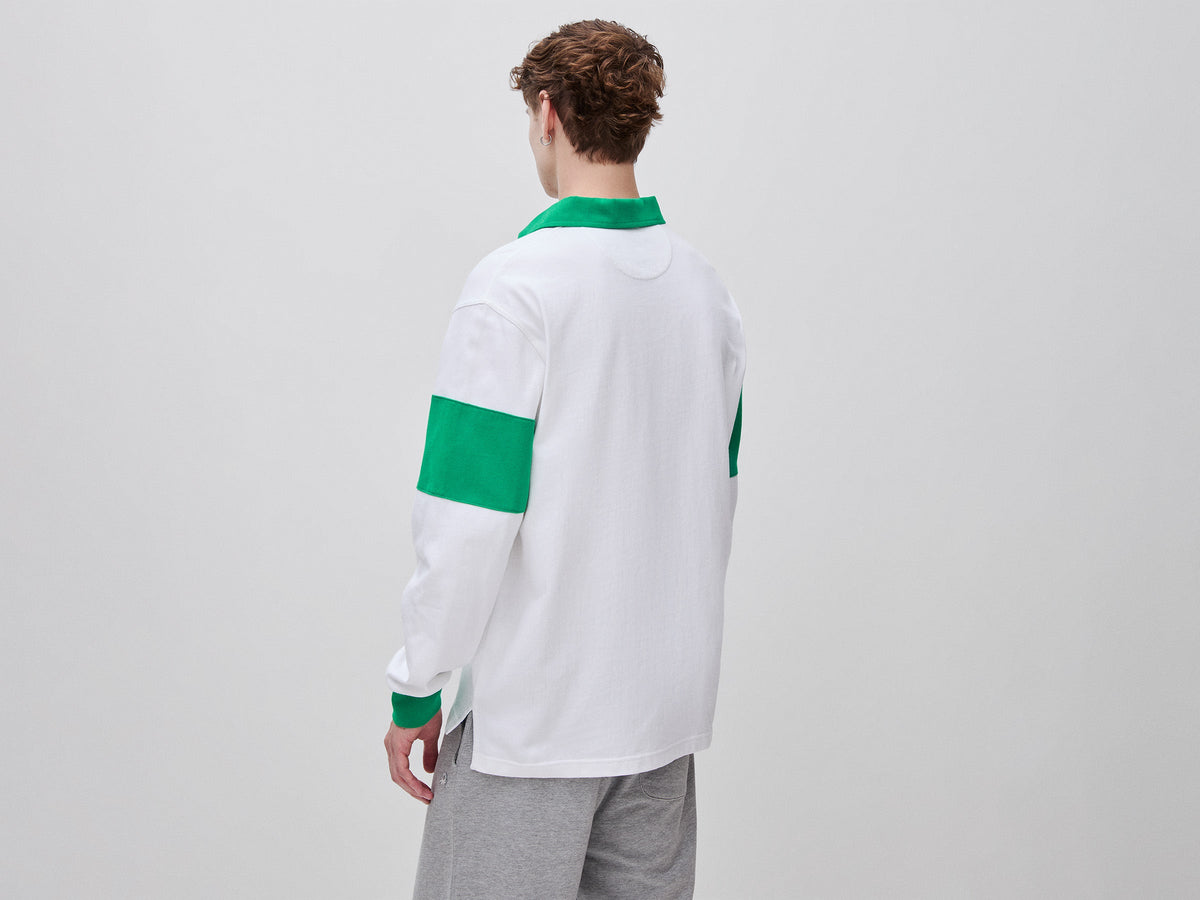 Polo bianca e verde Benetton Rugby 100% cotone