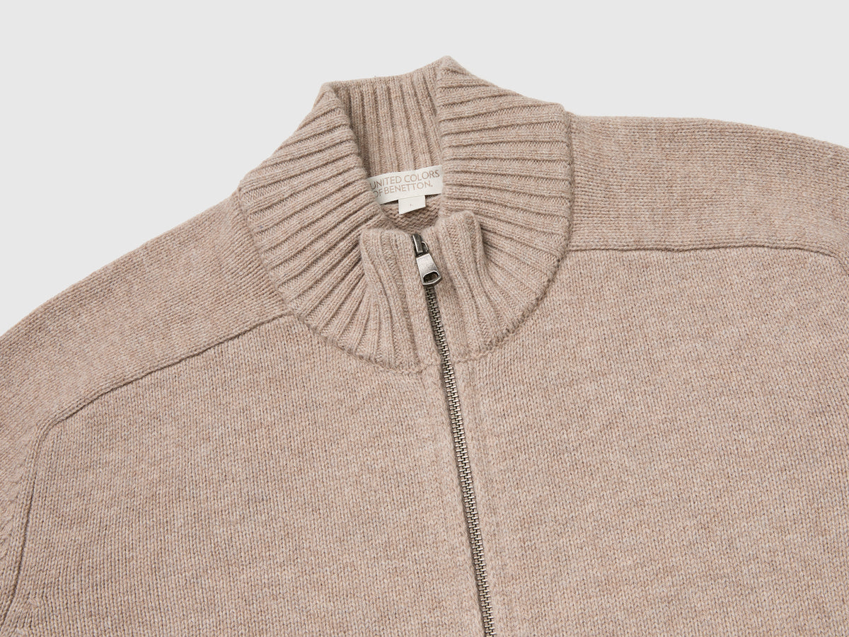 Cardigan con zip 100% lana Merino