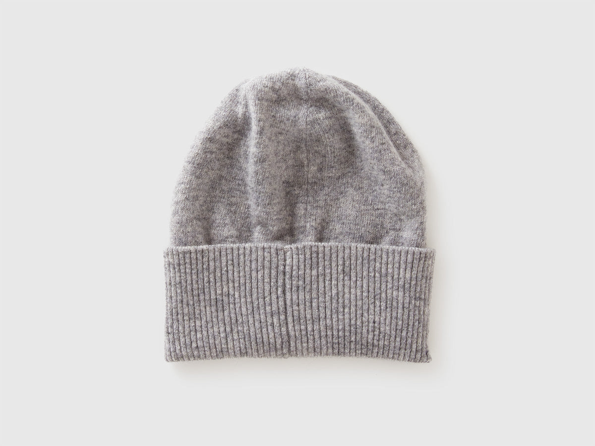 Cappello grigio mélange in pura lana Merino