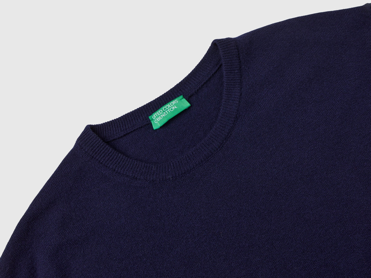 Maglia blu scuro in pura lana Merino