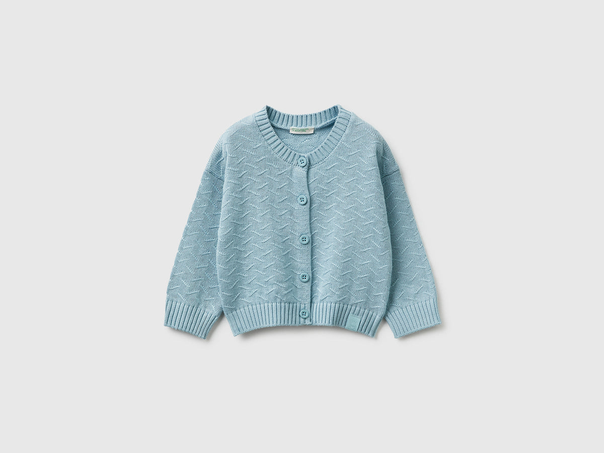 Cardigan girocollo in cotone bio