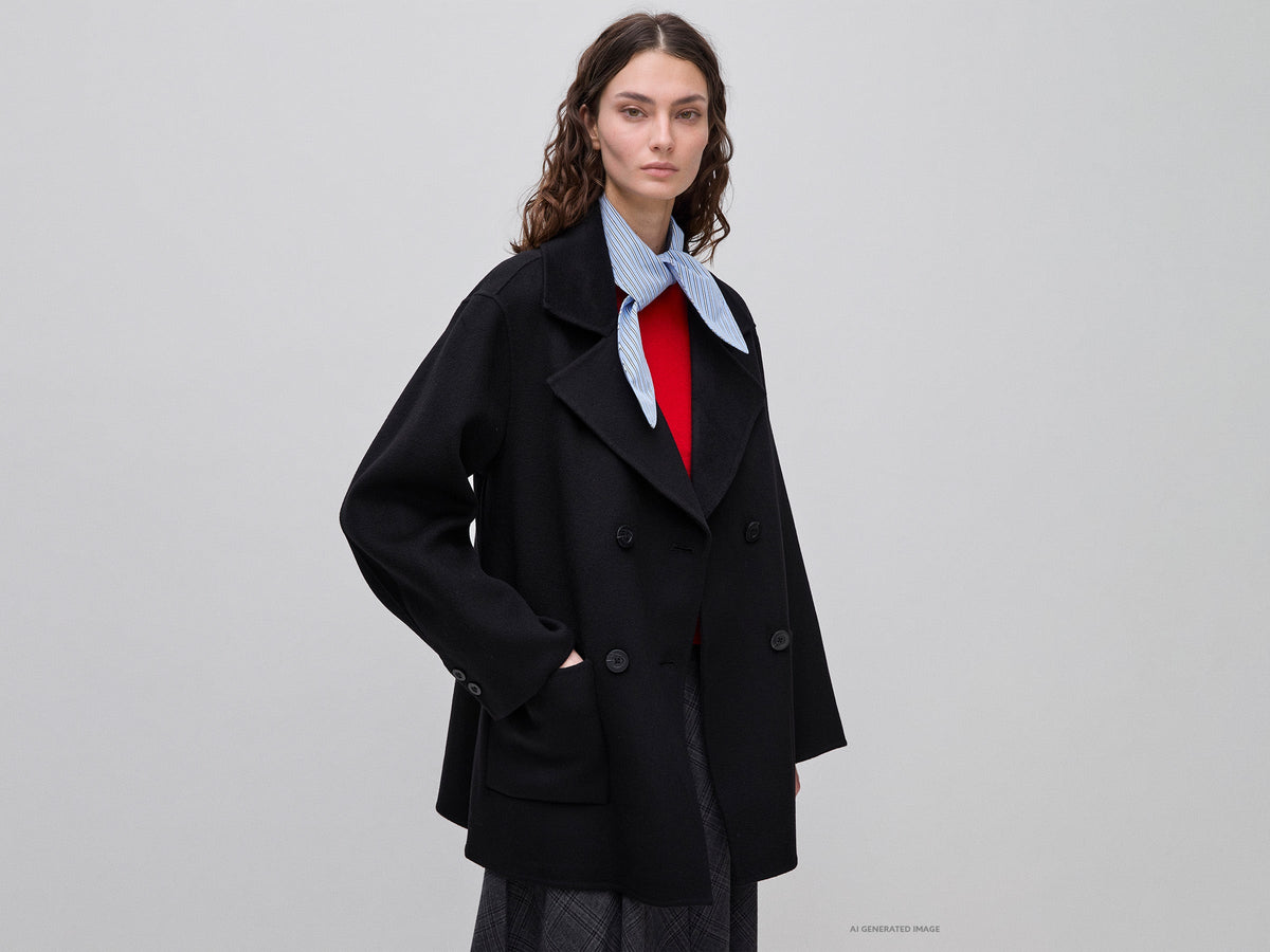 Cappotto doppiopetto in lana e cashmere