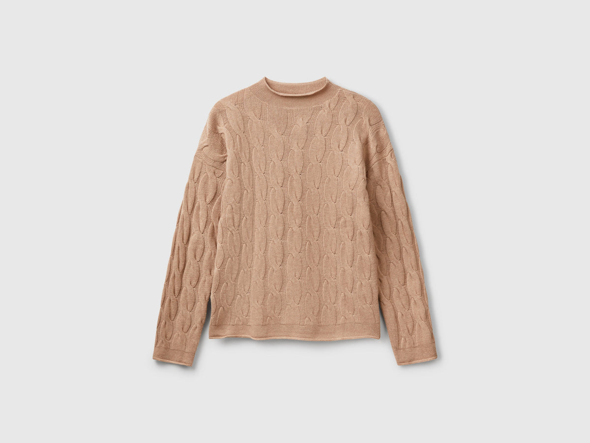Maglia con trecce in misto cashmere