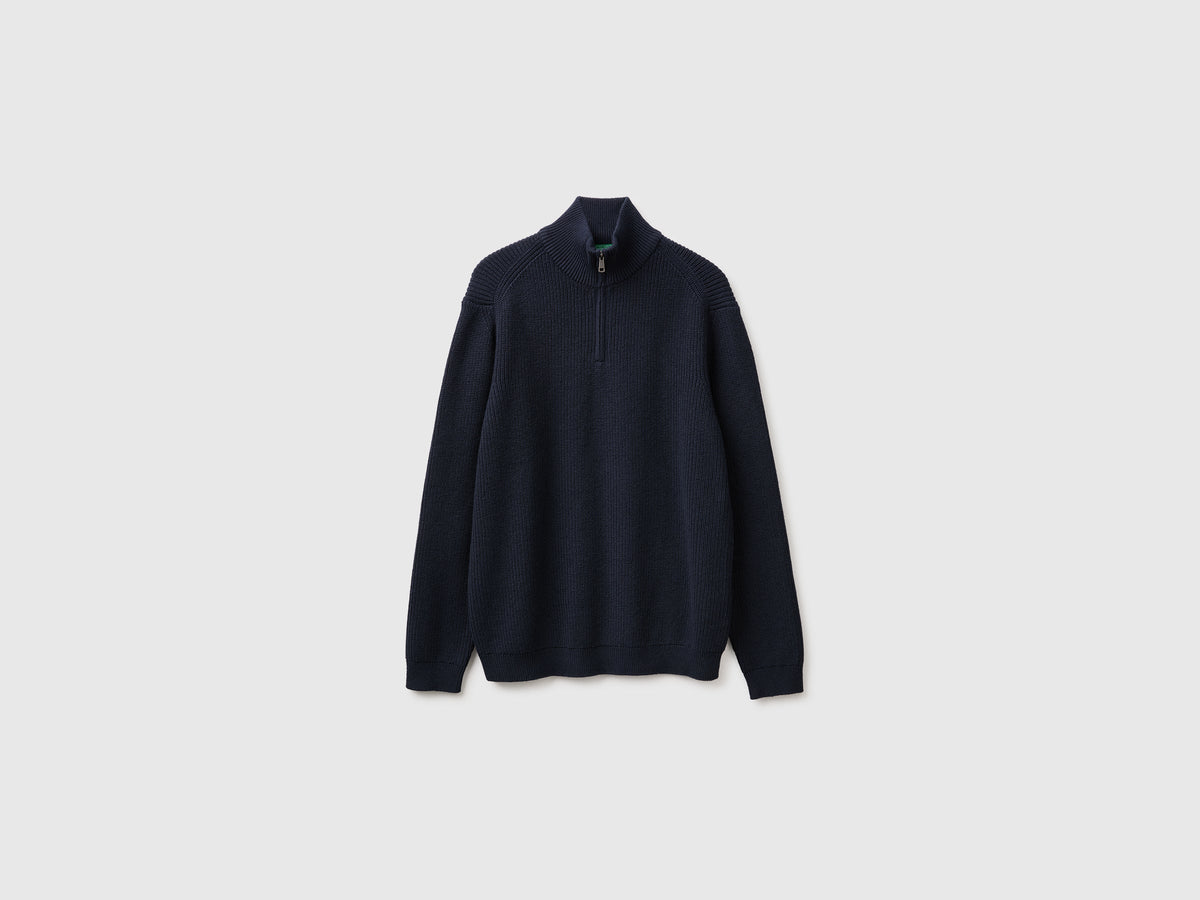 Maglia con mezza zip in misto lana