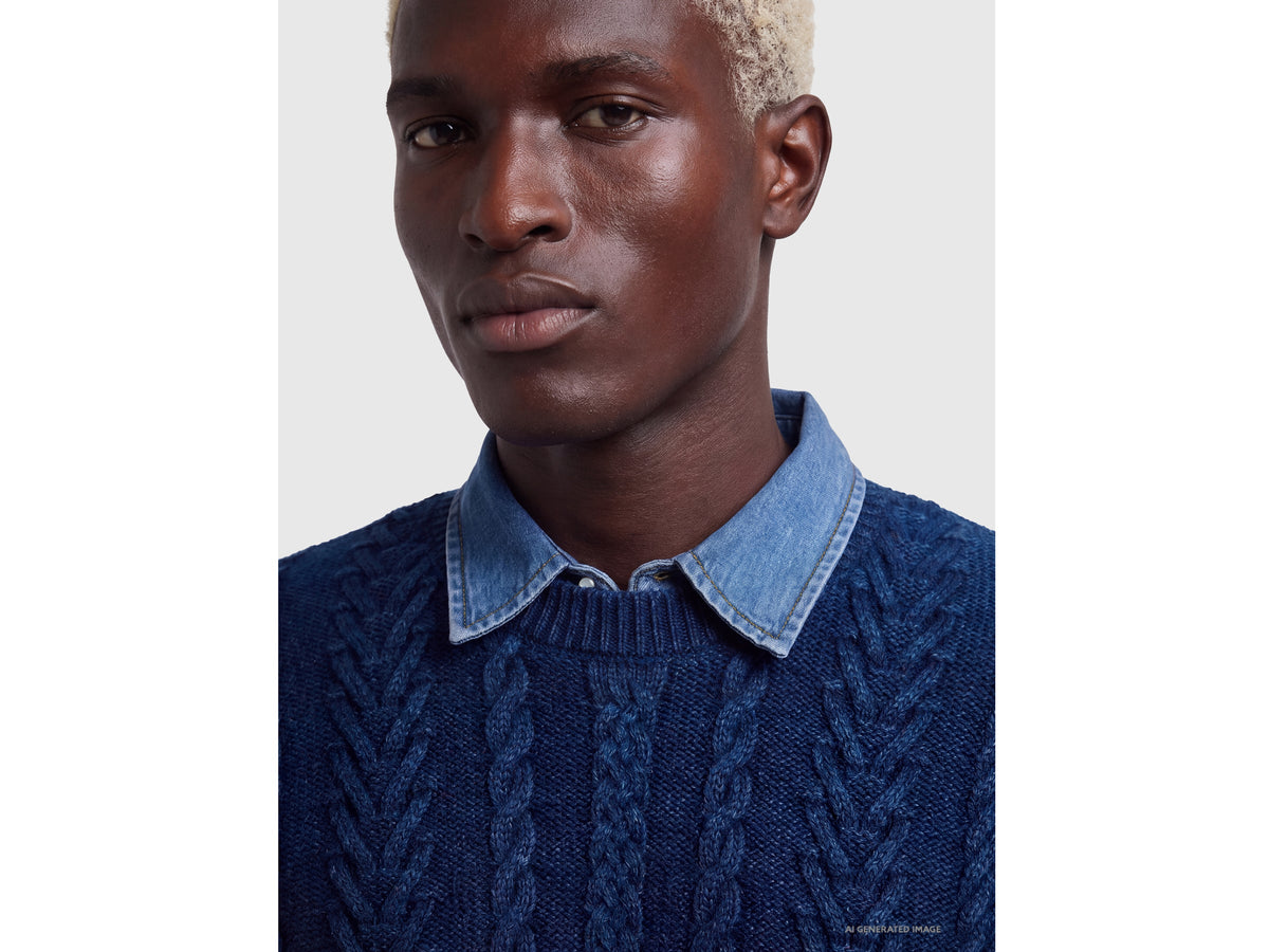 Maglione a trecce 100% lana