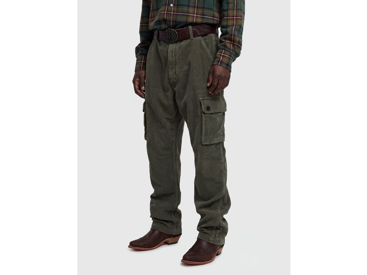 Pantaloni cargo in velluto effetto used