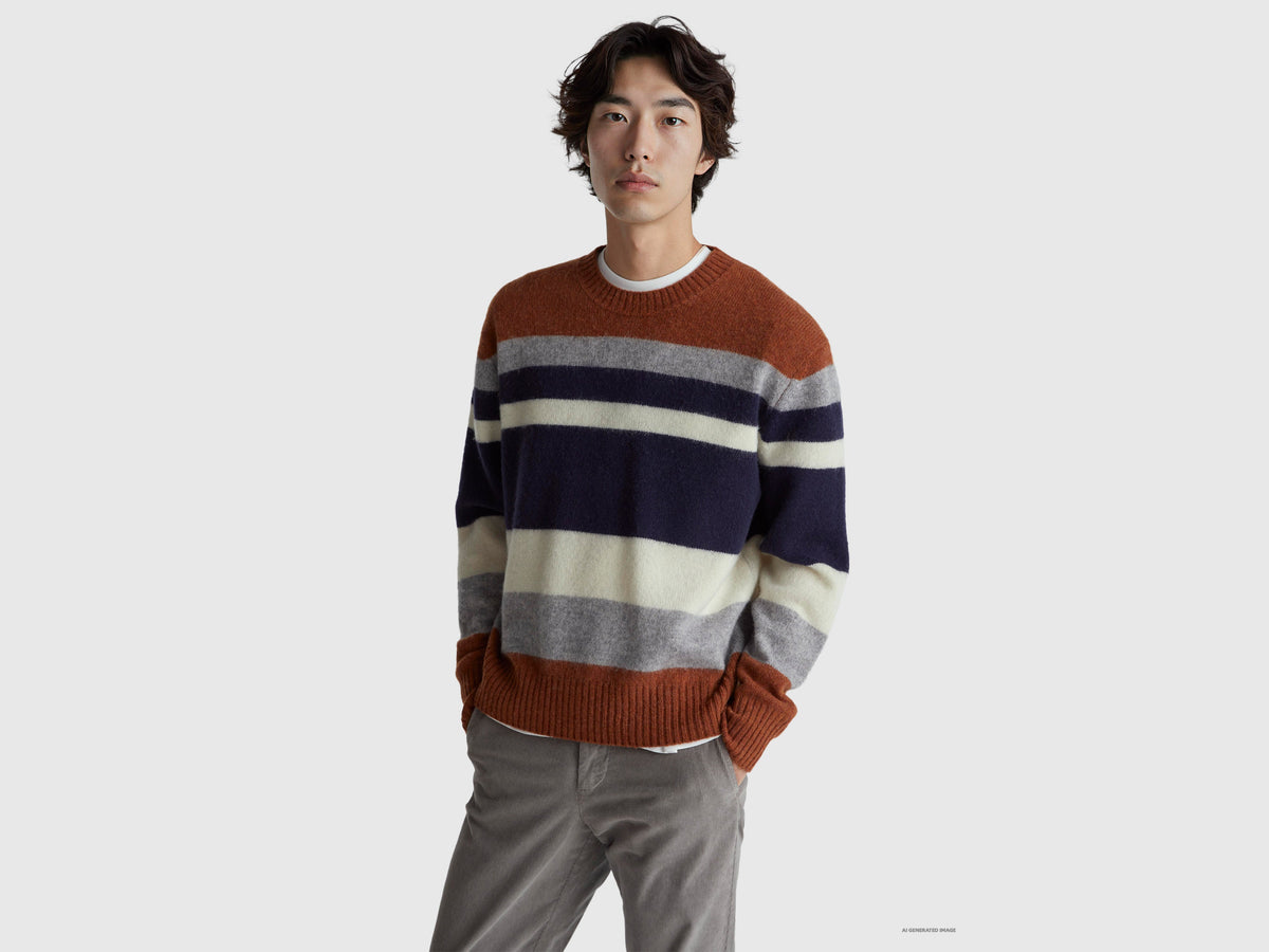 Maglia a righe in lana Shetland