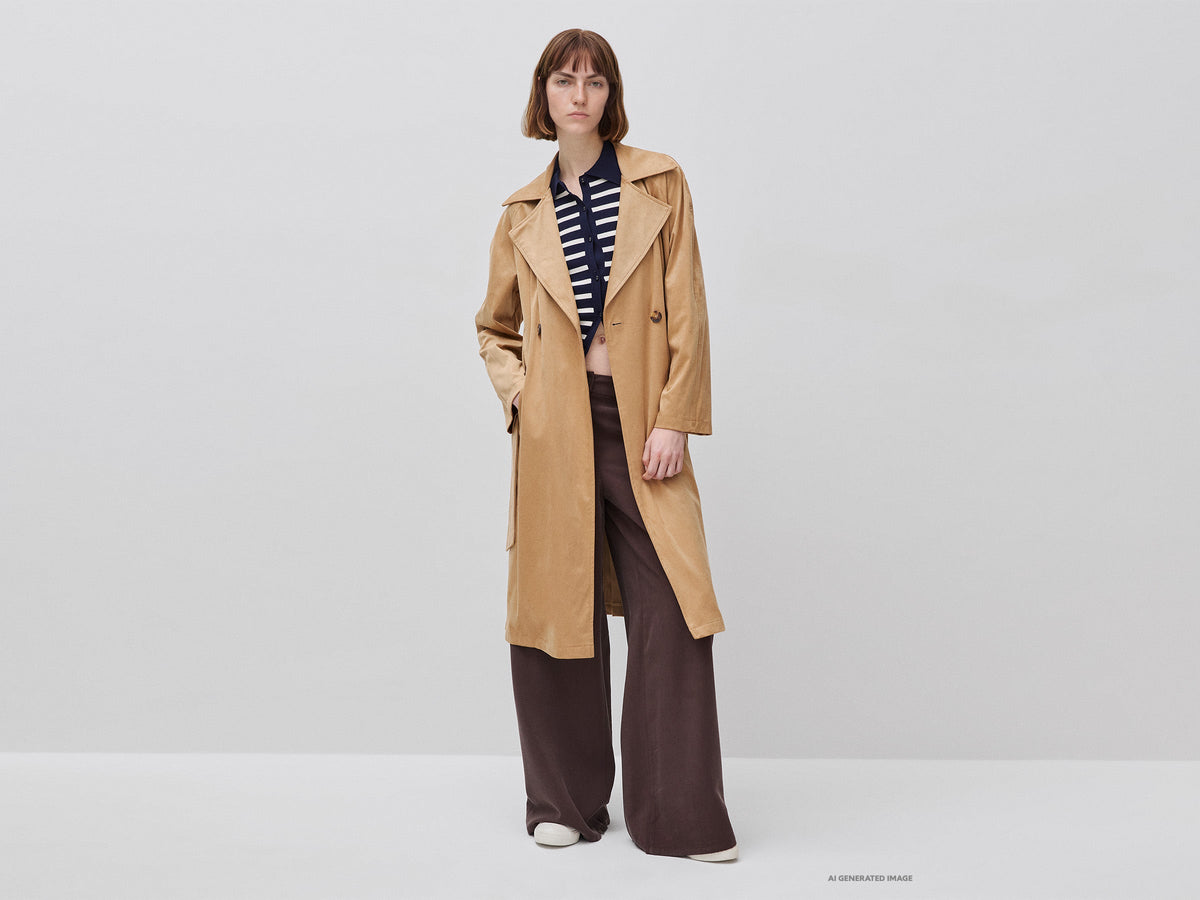Trench lungo scamosciato