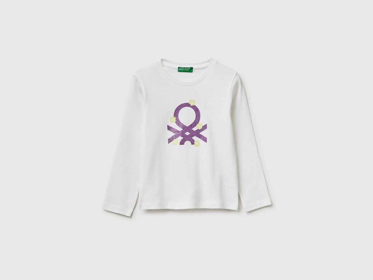 Maglietta con logo glitter in cotone bio