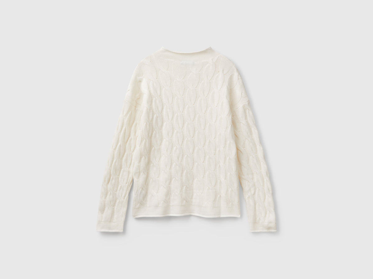 Maglia con trecce in misto cashmere