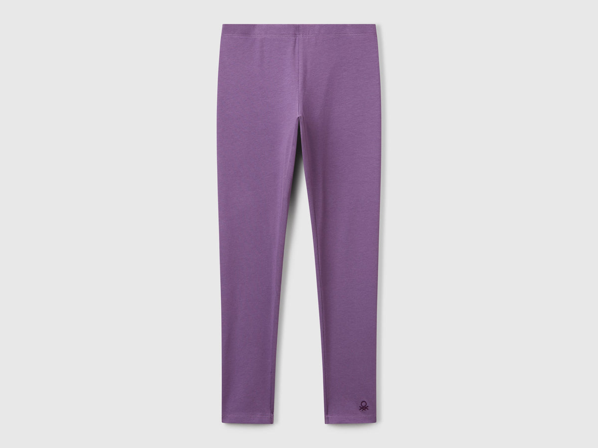 Leggings in cotone stretch con logo