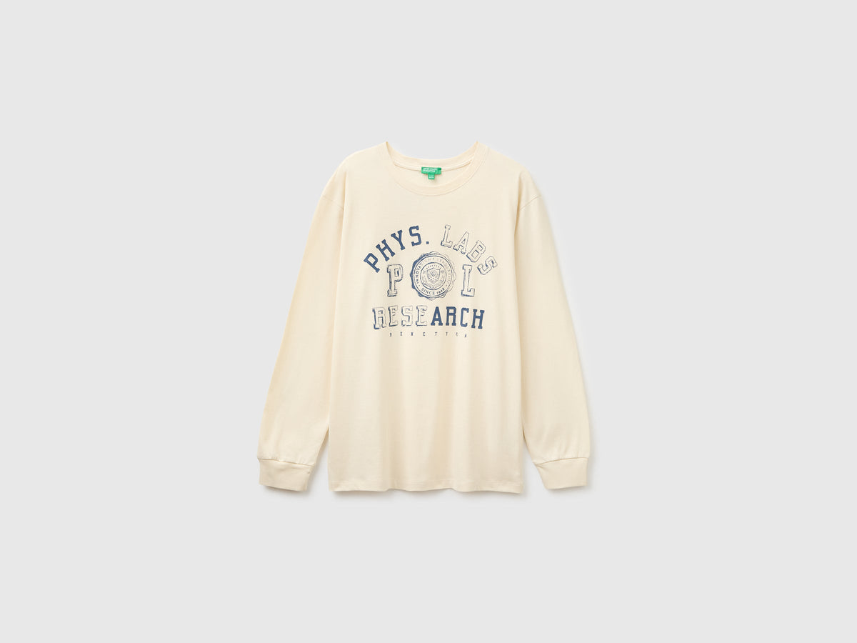 T-shirt con stampa e patch 100% cotone bio
