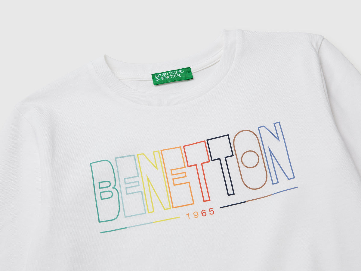 T-shirt con stampa logo in cotone bio