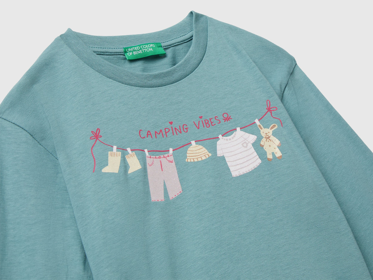 Maglietta in cotone con stampa glitter