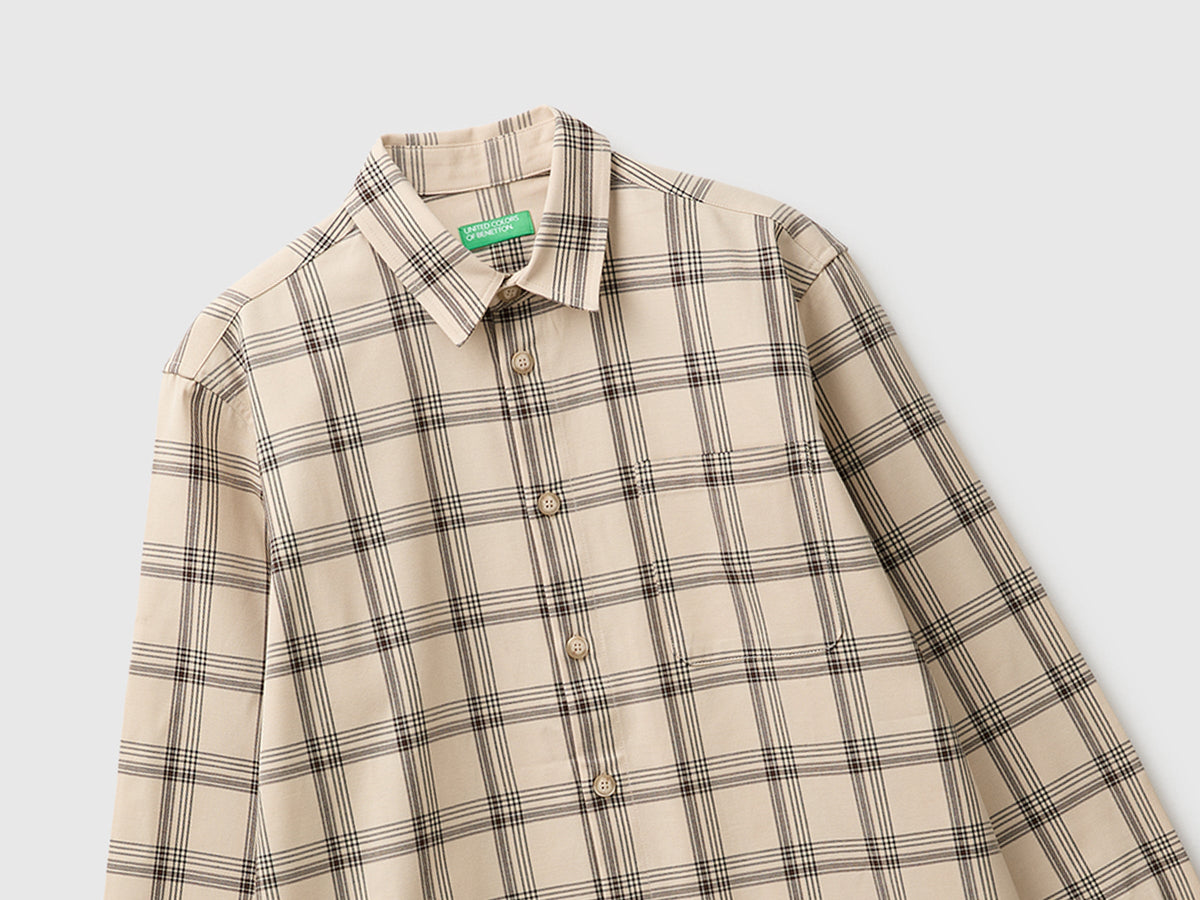 Camicia con taschino in lyocell e cotone