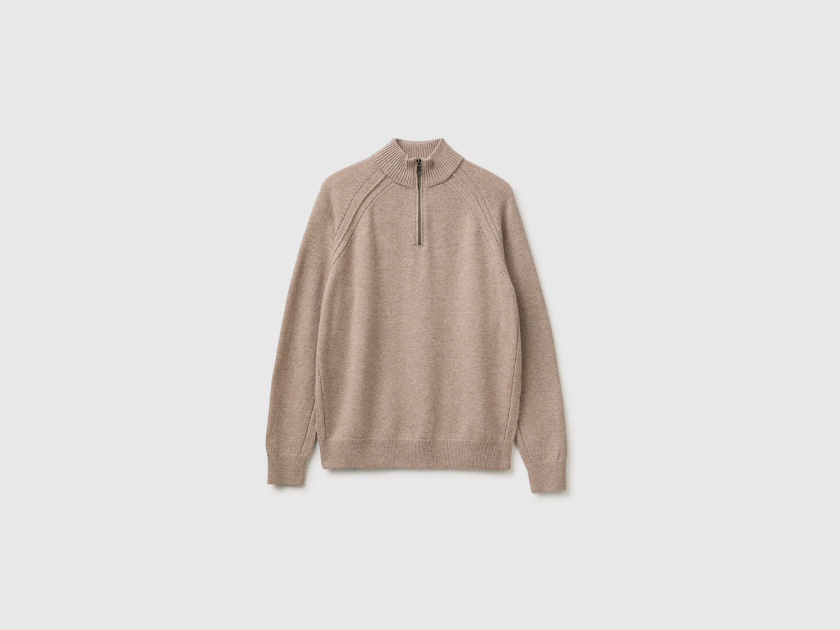 Maglia zippata 100% lana Merino