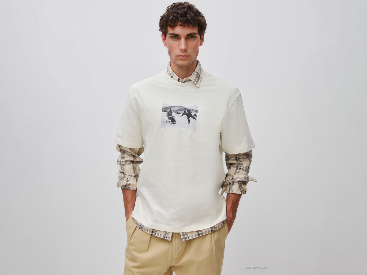T-shirt relaxed fit con stampa in cotone bio